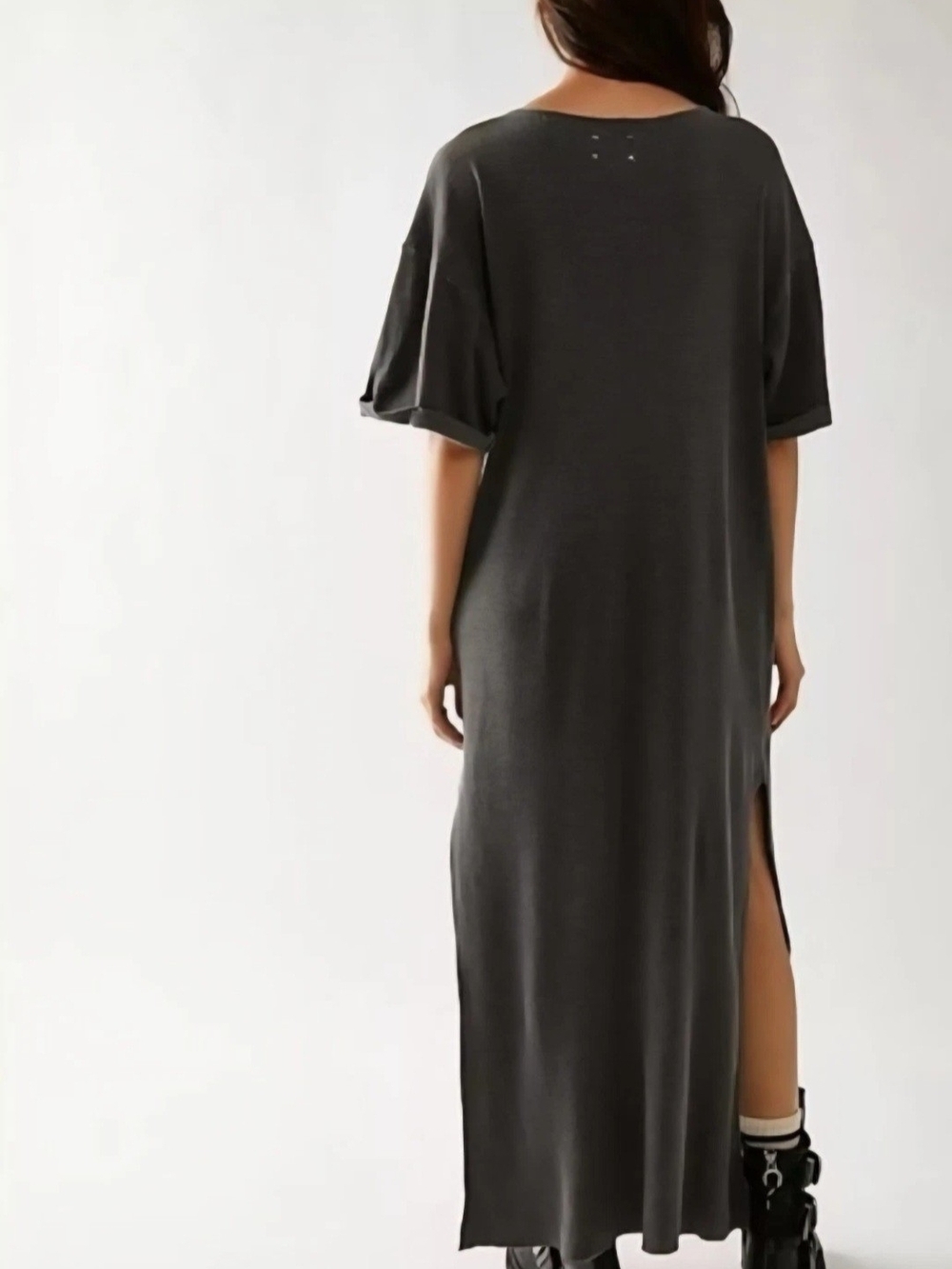 Free People Charcoal Grey Graphic Maxi Dress with Eagle Motif - Picture 2 of 9